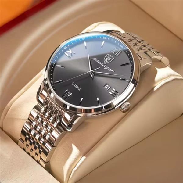 Grote foto luxe sport kwarts horloge 3 bar waterdicht lichtgevend herenhorloge roestvrij staal zilver grijs kleding dames horloges