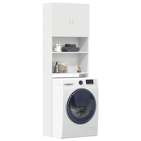 Grote foto vidaxl wasmachinekast 64x24x190 cm bewerkt hout wit witgoed en apparatuur wasmachines