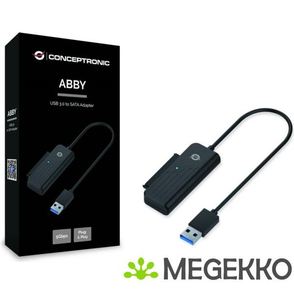 Grote foto conceptronic abby01b kabeladapter verloopstukje usb a sata zwart computers en software harde schijven