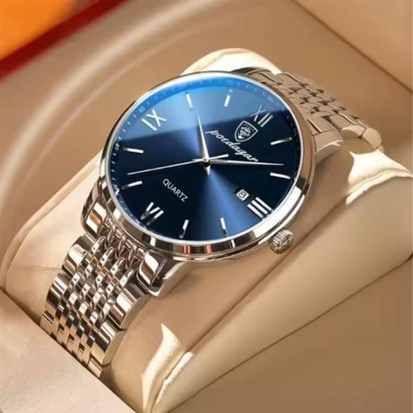 Grote foto luxe sport kwarts horloge 3 bar waterdicht lichtgevend herenhorloge roestvrij staal zilver blauw kleding dames horloges