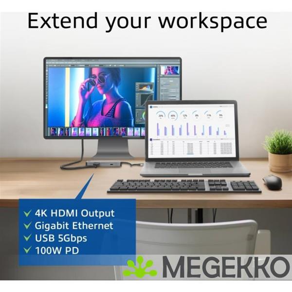 Grote foto act usb c 4k docking station voor 1 hdmi monitor computers en software overige computers en software