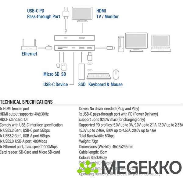 Grote foto act usb c 4k docking station voor 1 hdmi monitor computers en software overige computers en software