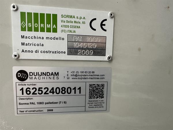 Grote foto sorma pal 108d palletiseerder met kettingtransporteur agrarisch tuinbouw