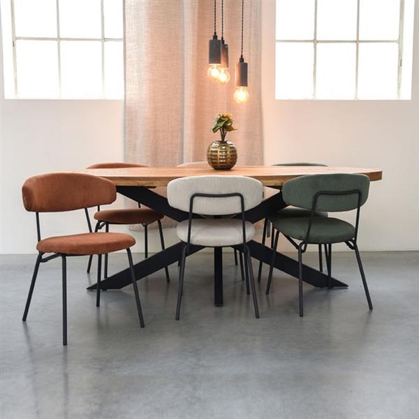 Grote foto eetkamerstoel zack forest ribcord zwart metaal huis en inrichting stoelen