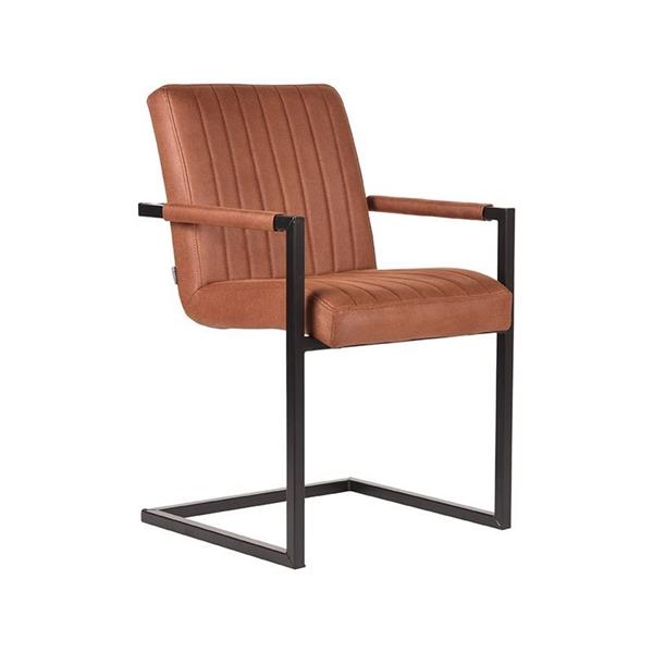 Grote foto eetkamerstoel milo 55x55x85 cm cognac microvezel huis en inrichting stoelen