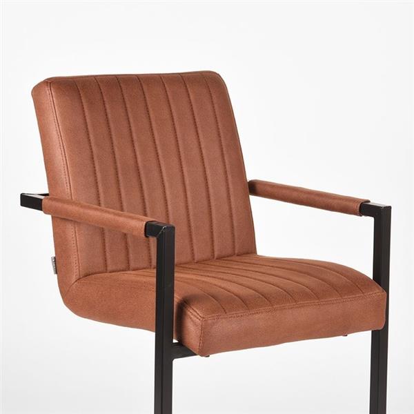Grote foto eetkamerstoel milo 55x55x85 cm cognac microvezel huis en inrichting stoelen