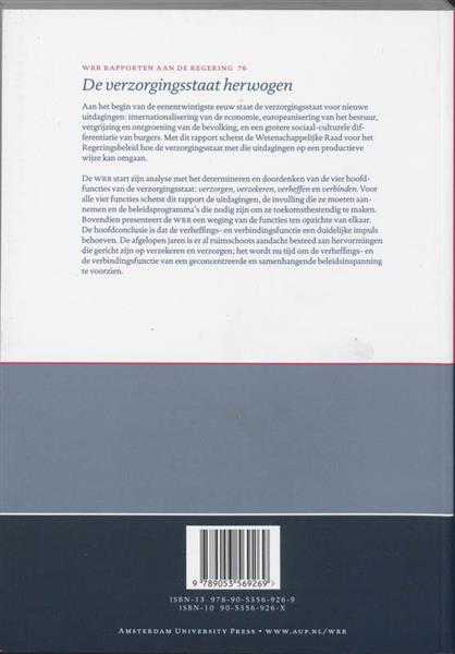 Grote foto de verzorgingsstaat herwogen wrr rapporten 76 boeken politiek en maatschappij