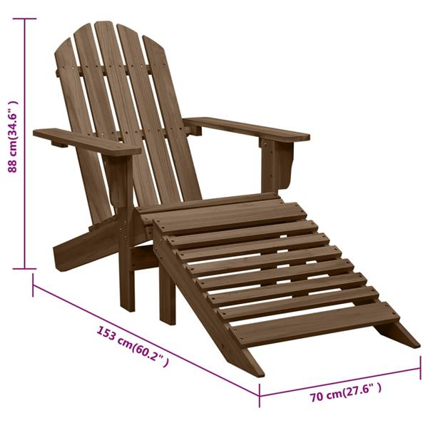 Grote foto vidaxl tuinstoel met voetenbank hout bruin tuin en terras tuinmeubelen