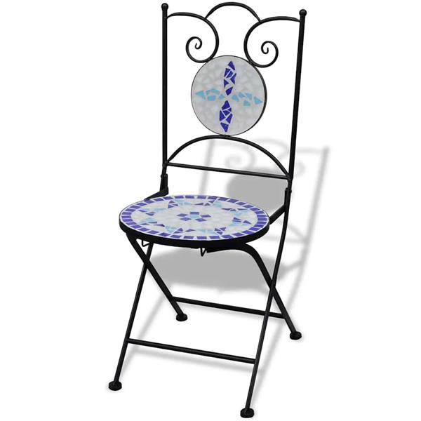 Grote foto vidaxl bistrostoelen inklapbaar 2 st keramiek blauw en wit tuin en terras tuinmeubelen