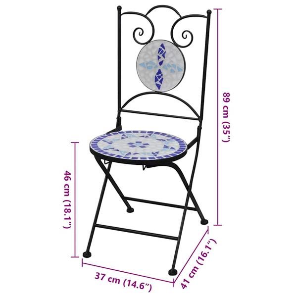 Grote foto vidaxl bistrostoelen inklapbaar 2 st keramiek blauw en wit tuin en terras tuinmeubelen