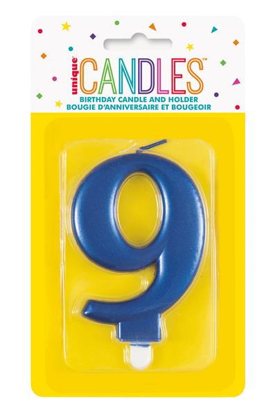 Grote foto metallic blue number 9 birthday candle verzamelen overige verzamelingen