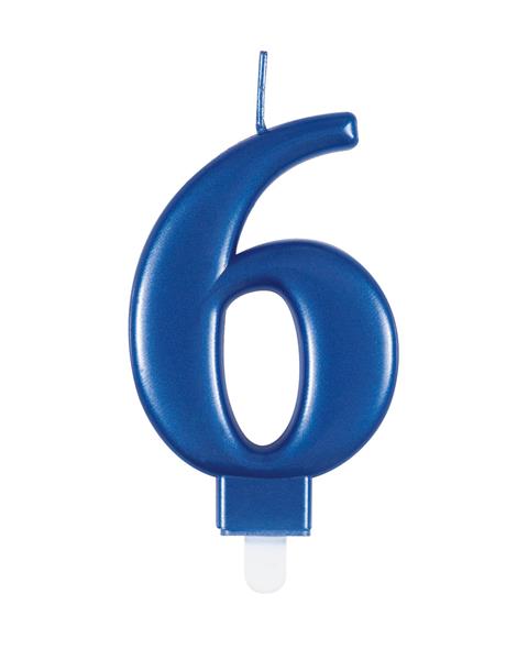 Grote foto metallic blue number 6 birthday candle verzamelen overige verzamelingen
