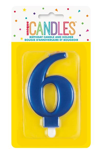 Grote foto metallic blue number 6 birthday candle verzamelen overige verzamelingen