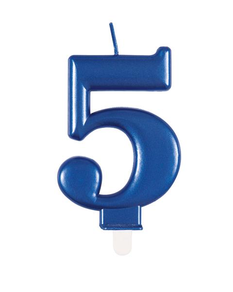 Grote foto metallic blue number 5 birthday candle verzamelen overige verzamelingen