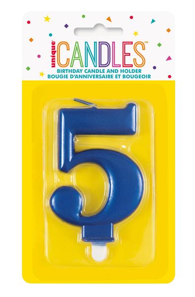 Grote foto metallic blue number 5 birthday candle verzamelen overige verzamelingen