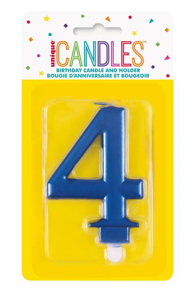 Grote foto metallic blue number 4 birthday candle verzamelen overige verzamelingen