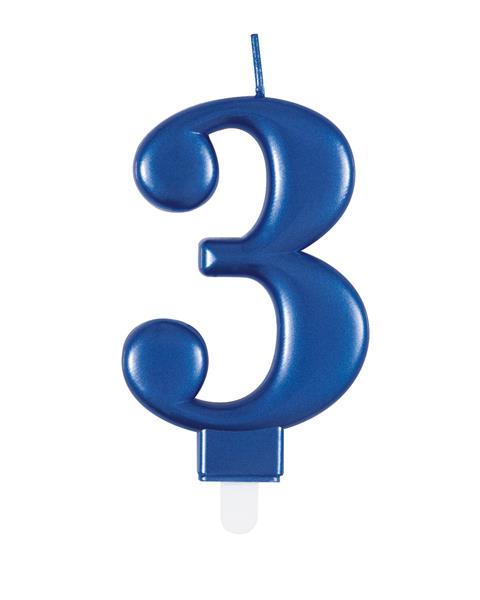 Grote foto metallic blue number 3 birthday candle verzamelen overige verzamelingen