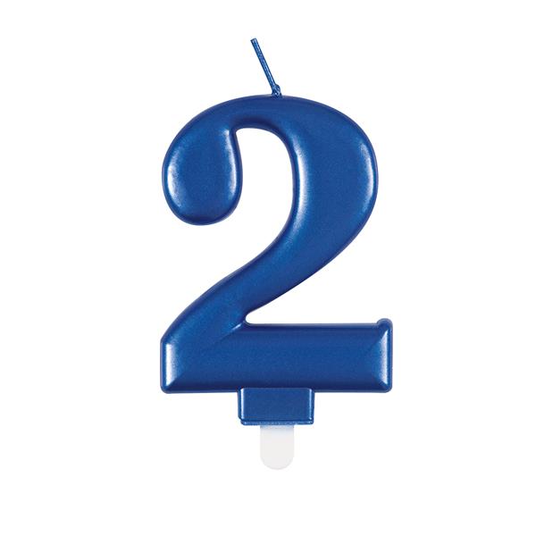 Grote foto metallic blue number 2 birthday candle verzamelen overige verzamelingen