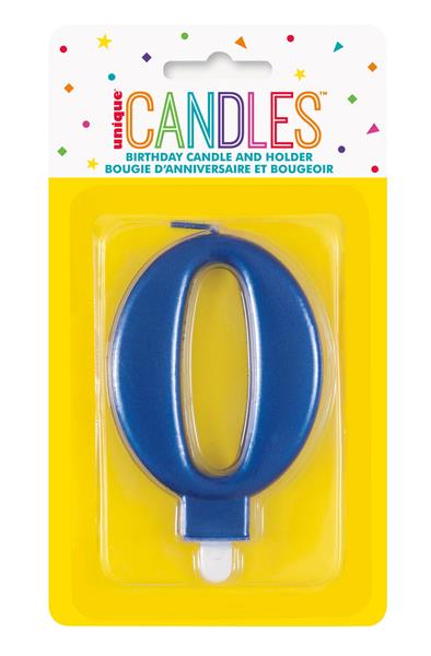 Grote foto metallic blue number 0 birthday candle verzamelen overige verzamelingen