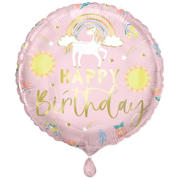 Grote foto dainty unicorn happy birthday round 18 foil balloon packaged verzamelen overige verzamelingen