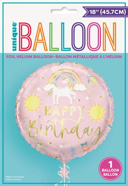 Grote foto dainty unicorn happy birthday round 18 foil balloon packaged verzamelen overige verzamelingen
