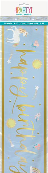 Grote foto dainty unicorn happy birthday foil banner 9 ft long fold verzamelen overige verzamelingen