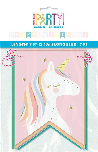 Grote foto dainty unicorn happy birthday pennant banner 7 ft verzamelen overige verzamelingen