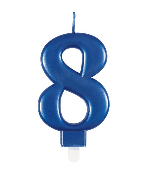 Grote foto metallic blue number 8 birthday candle verzamelen overige verzamelingen