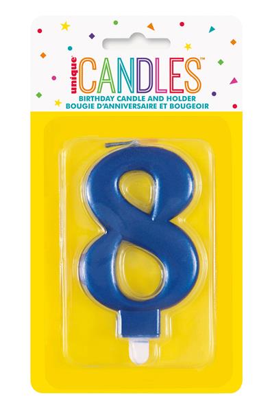 Grote foto metallic blue number 8 birthday candle verzamelen overige verzamelingen
