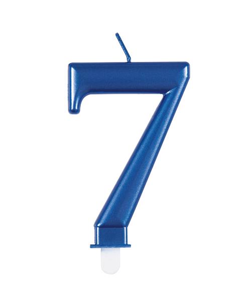 Grote foto metallic blue number 7 birthday candle verzamelen overige verzamelingen