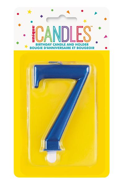 Grote foto metallic blue number 7 birthday candle verzamelen overige verzamelingen
