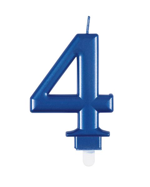 Grote foto metallic blue number 4 birthday candle verzamelen overige verzamelingen