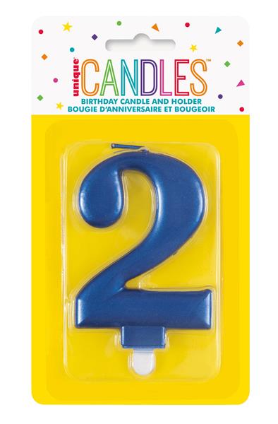 Grote foto metallic blue number 2 birthday candle verzamelen overige verzamelingen