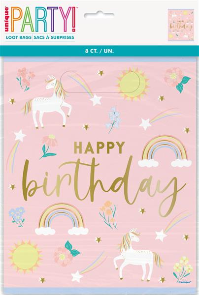 Grote foto dainty unicorn happy birthday loot bags 8ct verzamelen overige verzamelingen