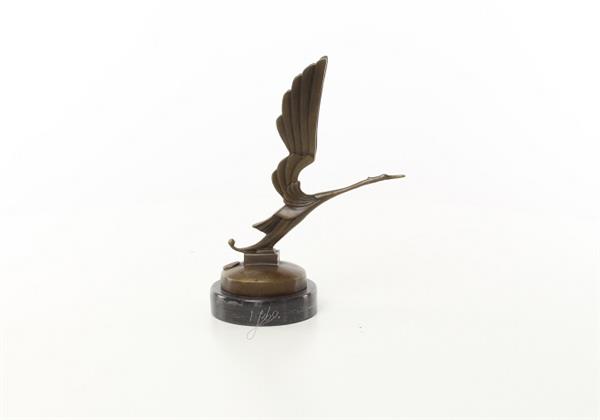 Grote foto een bronzen beeld sculptuur van een figuur van een ooievaar tuin en terras tuindecoratie