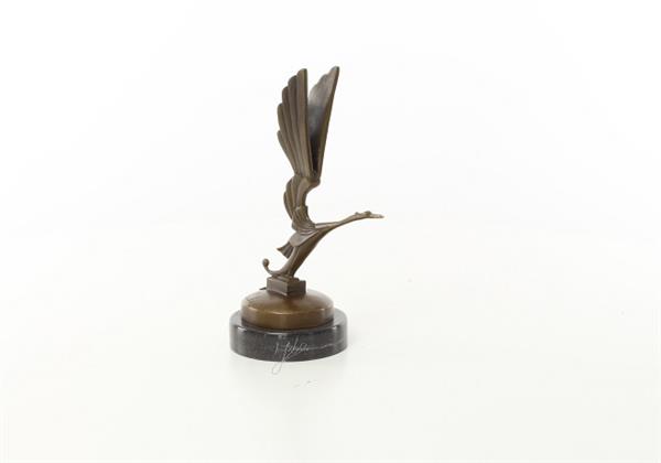 Grote foto een bronzen beeld sculptuur van een figuur van een ooievaar tuin en terras tuindecoratie