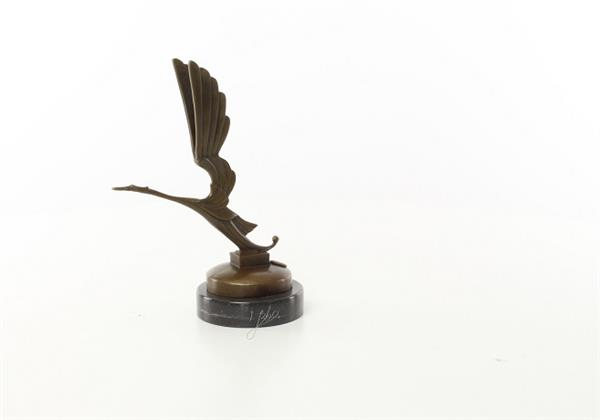 Grote foto een bronzen beeld sculptuur van een figuur van een ooievaar tuin en terras tuindecoratie