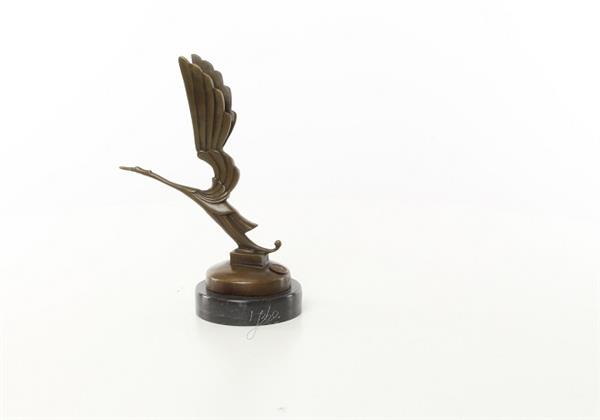 Grote foto een bronzen beeld sculptuur van een figuur van een ooievaar tuin en terras tuindecoratie