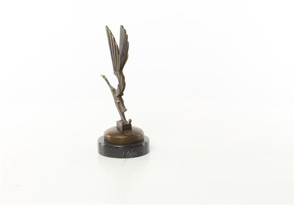 Grote foto een bronzen beeld sculptuur van een figuur van een ooievaar tuin en terras tuindecoratie