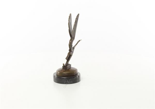 Grote foto een bronzen beeld sculptuur van een figuur van een ooievaar tuin en terras tuindecoratie