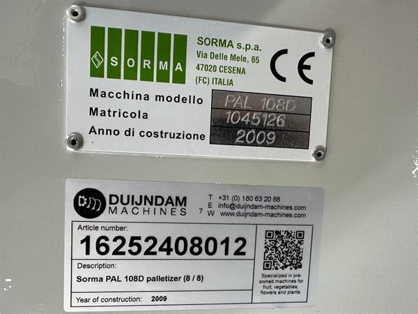 Grote foto sorma pal 108d palletiseerder met kettingtransporteur agrarisch tuinbouw
