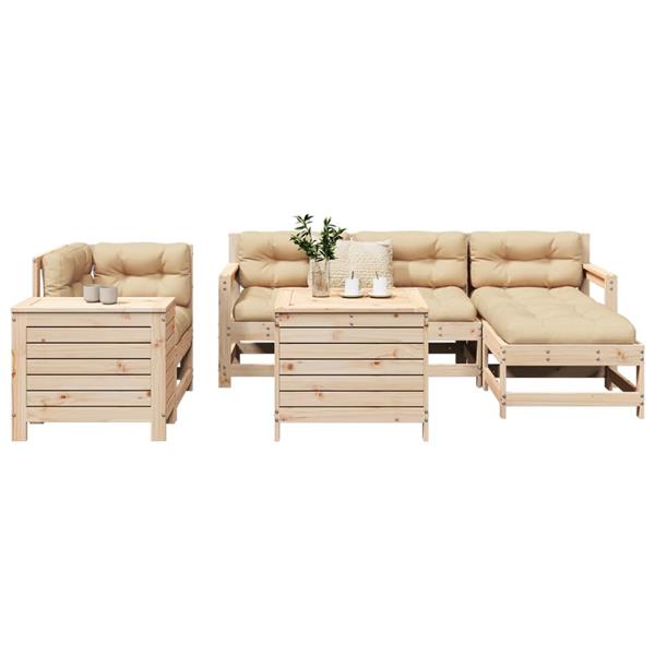 Grote foto vidaxl 7 delige loungeset massief grenenhout tuin en terras tuinmeubelen