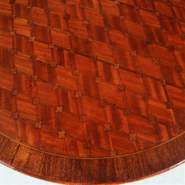 Grote foto ronde bijzettafel met lade en uitbundig ingelegd blad ca 1875 frankrijk no.281430 antiek en kunst stoelen en banken