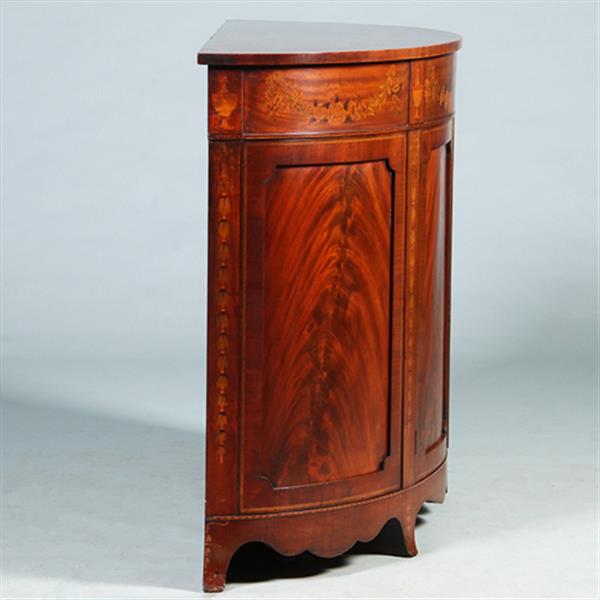 Grote foto half rond sideboard in mahonie met fantastische kwaliteit inlegwerk ca 1875 no.281450 antiek en kunst stoelen en banken