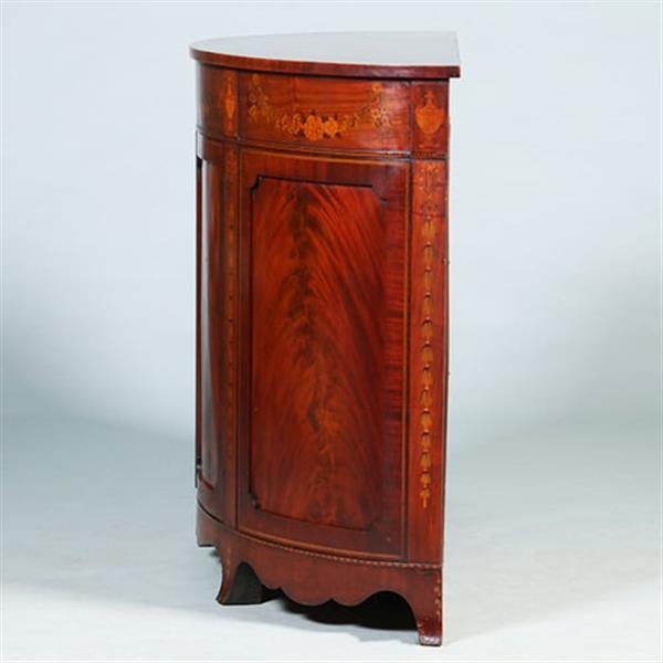 Grote foto half rond sideboard in mahonie met fantastische kwaliteit inlegwerk ca 1875 no.281450 antiek en kunst stoelen en banken