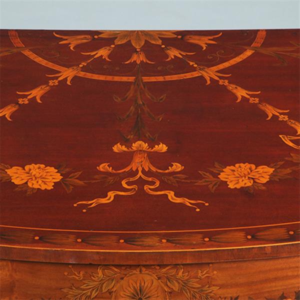 Grote foto half rond sideboard in mahonie met fantastische kwaliteit inlegwerk ca 1875 no.281450 antiek en kunst stoelen en banken