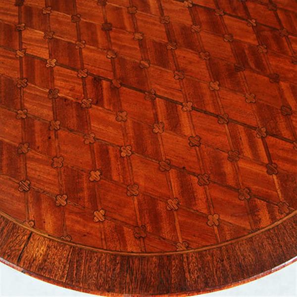 Grote foto ronde bijzettafel met lade en uitbundig ingelegd blad ca 1875 frankrijk no.281430 antiek en kunst stoelen en banken