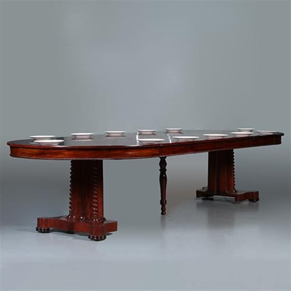 Grote foto ronde biedermeier coulissentafel tot 12 max 14 personen verlengbaar no.281440 antiek en kunst stoelen en banken