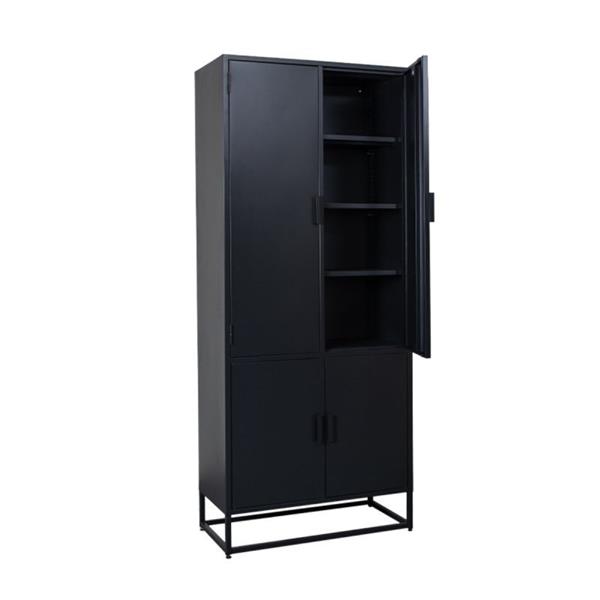 Grote foto hoge kast luff 80x40x190 cm zwart metaal huis en inrichting eettafels