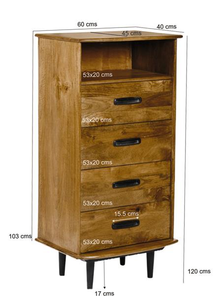 Grote foto ladekast elias 60x45x120 cm mangohout showroommodel huis en inrichting eettafels